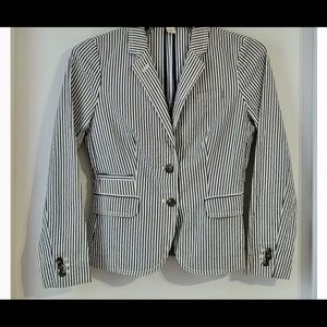 J. Crew Schoolboy Blazer Size 2 - Blue and White Striped